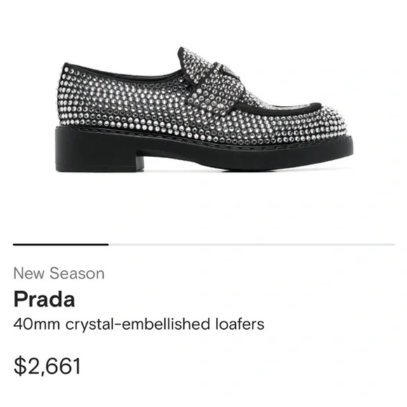 Prada Crystal Logo Flat Loafers - Picture 10 of 10